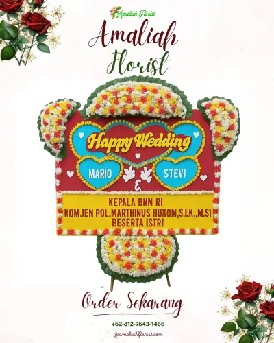Karangan Papan Bunga Pernikahan di Purwasaba